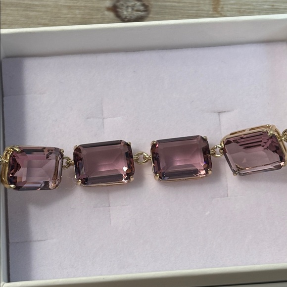 Ralph Lauren Gold Tone Purple Glass Stone Collar Necklace - Picture 5 of 12